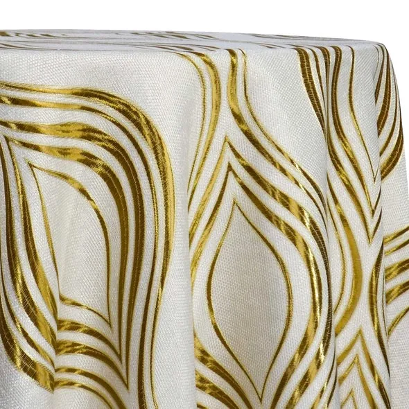 2pcs - Eclipse Jacquard (Reversible) Table Linen 90" Round - Gold