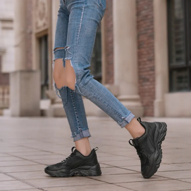 Athletic Breathable Lace-Up Front Chunky Sneaker Shoes
