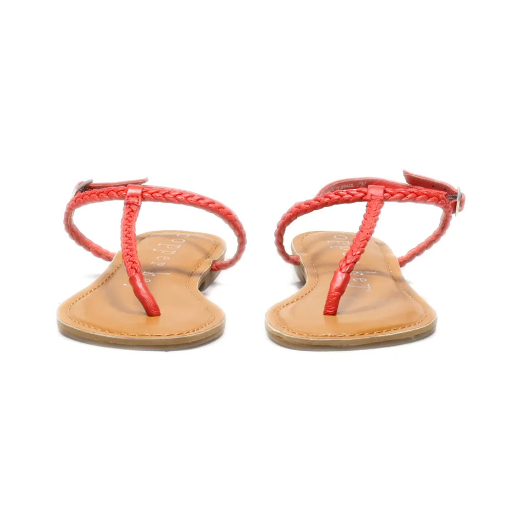 Copper Key Flat Sandals Leather Red Colour For Women