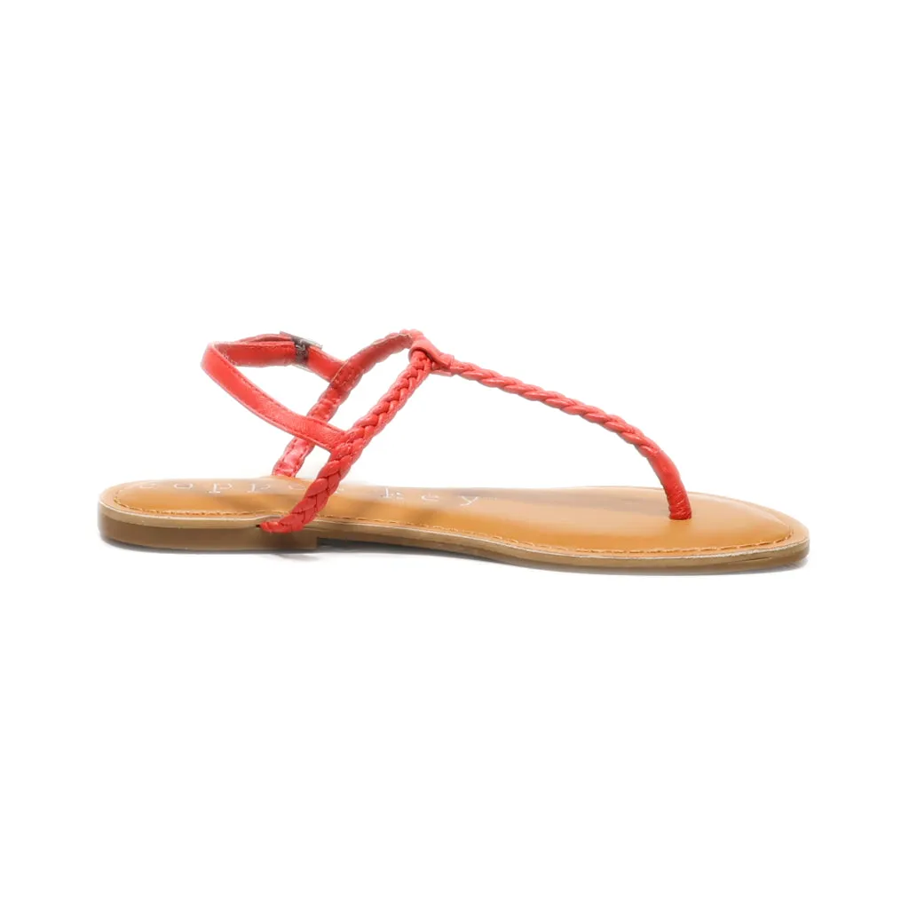 Copper Key Flat Sandals Leather Red Colour For Women