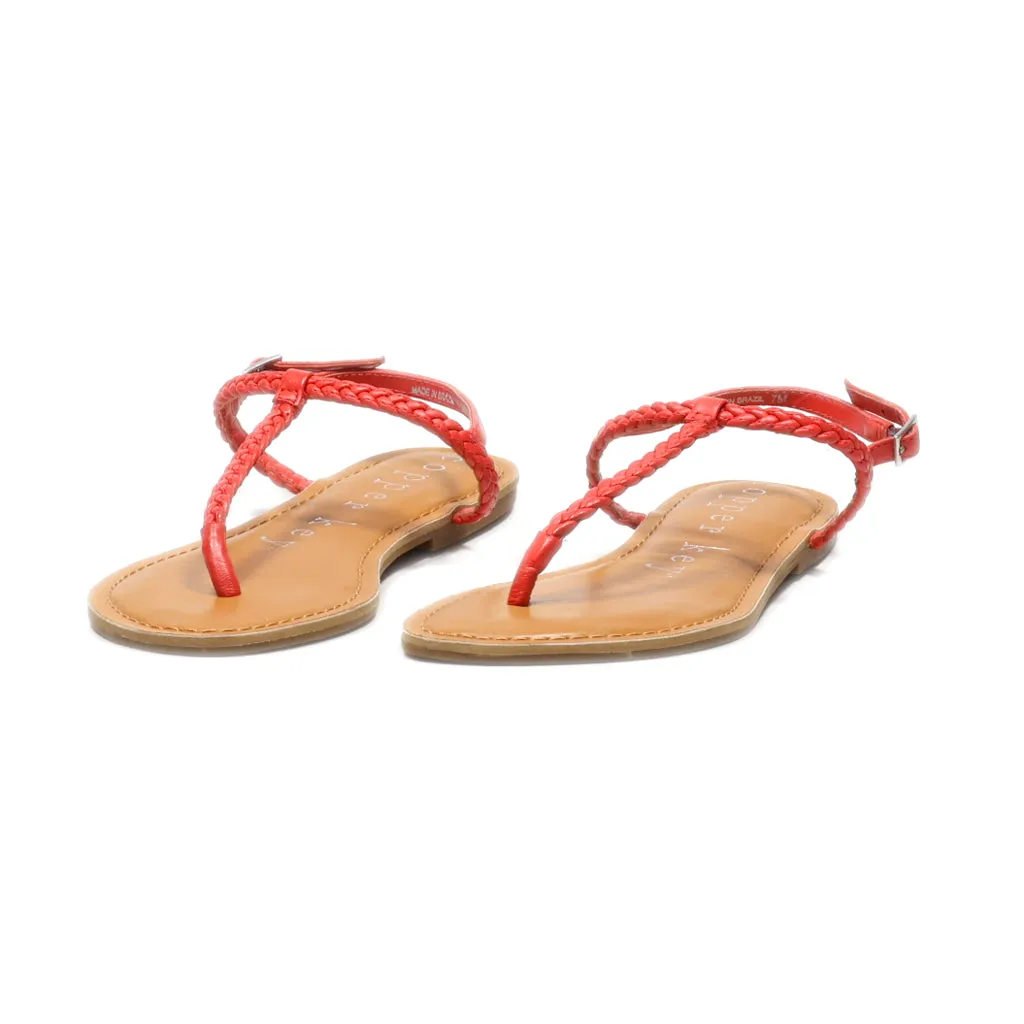 Copper Key Flat Sandals Leather Red Colour For Women