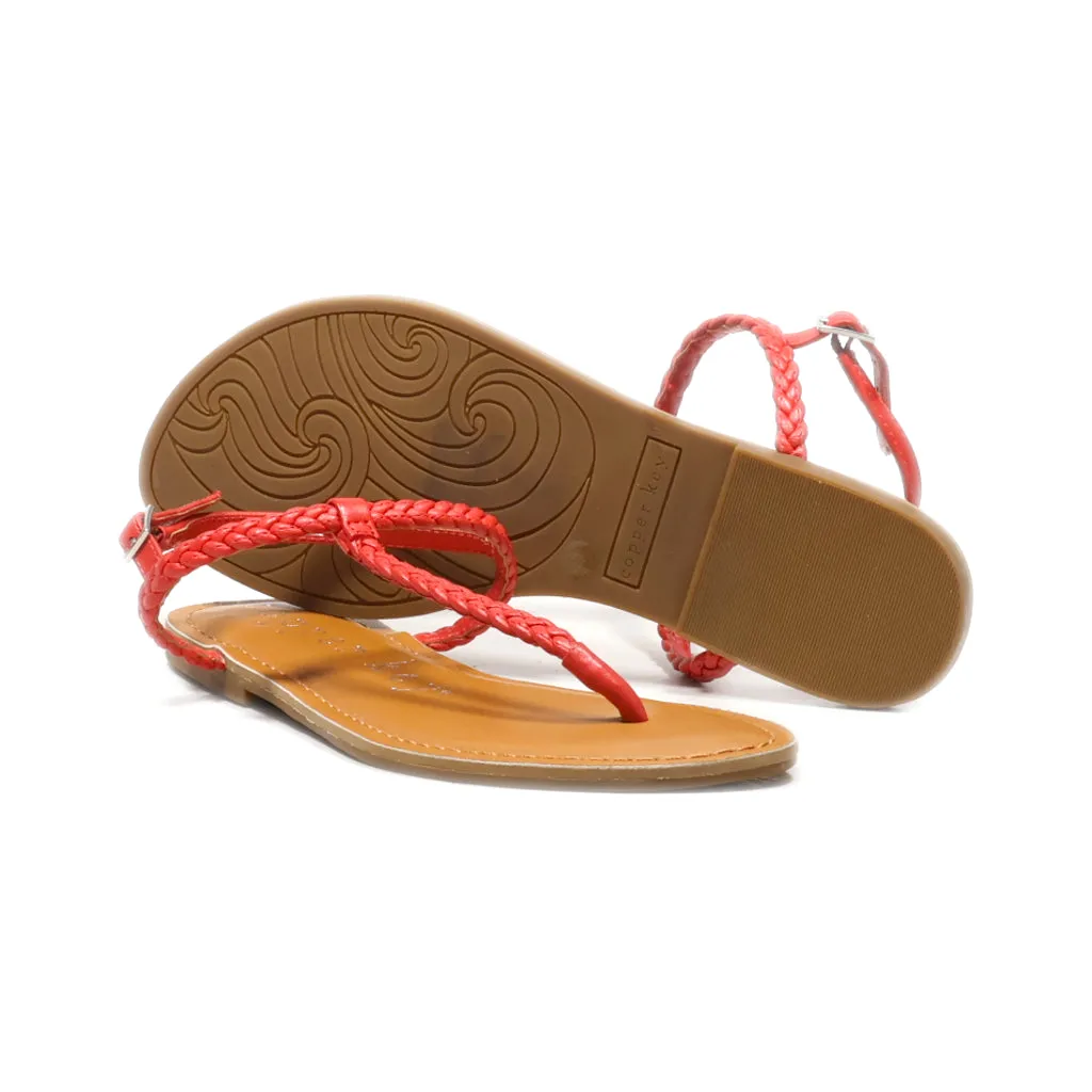 Copper Key Flat Sandals Leather Red Colour For Women