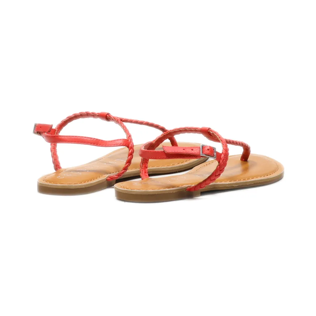 Copper Key Flat Sandals Leather Red Colour For Women