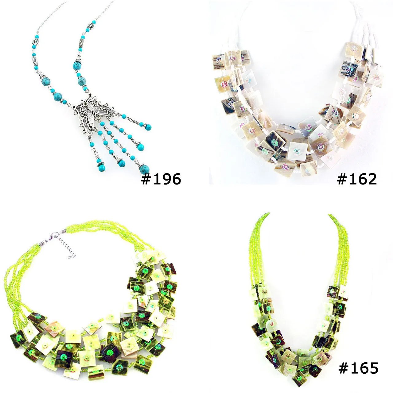 LOT OF 10  Necklaces Tribal Ethnic Tibetan Behemian Shell Stone & More