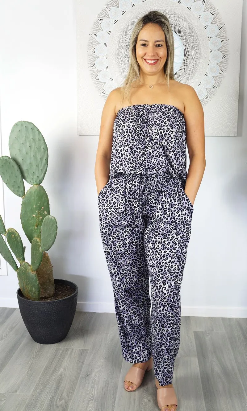 Rayon Jumpsuit Long Bandeau Baby Cheetah, More Colours